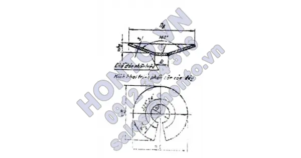 Đáy côn không gấp mép có góc đỉnh 140° - kích thước cơ bản